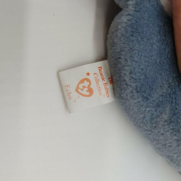 Ty Beanie Babies 1996 Echo Dolphin Plush Toy with Tag Gray White Vintage - Picture 5 of 11